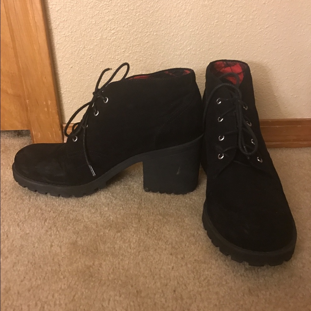 Black Suedette Lace Up Boots