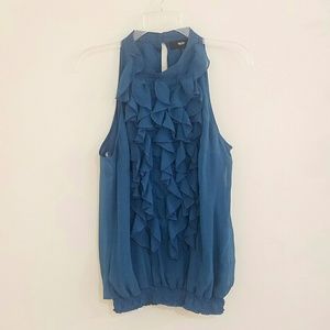 High Neck, Sleeveless, Ruffled Top