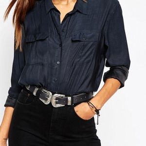 Leather Western Double Buckle Belt