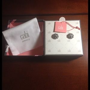 CAbi Rhinestone & Onyx vintage stud Earrings