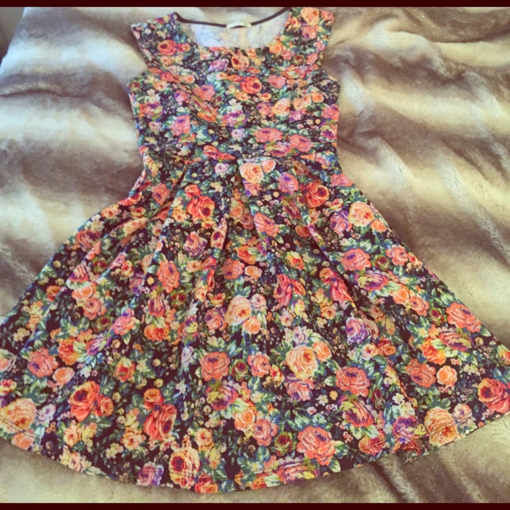 Spring floral Flower bohemian mini dress sundress