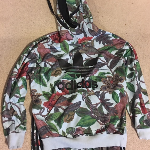 Adidas Jackets & Blazers - Adidas Floral "Battle of the Birds" Hoodie.