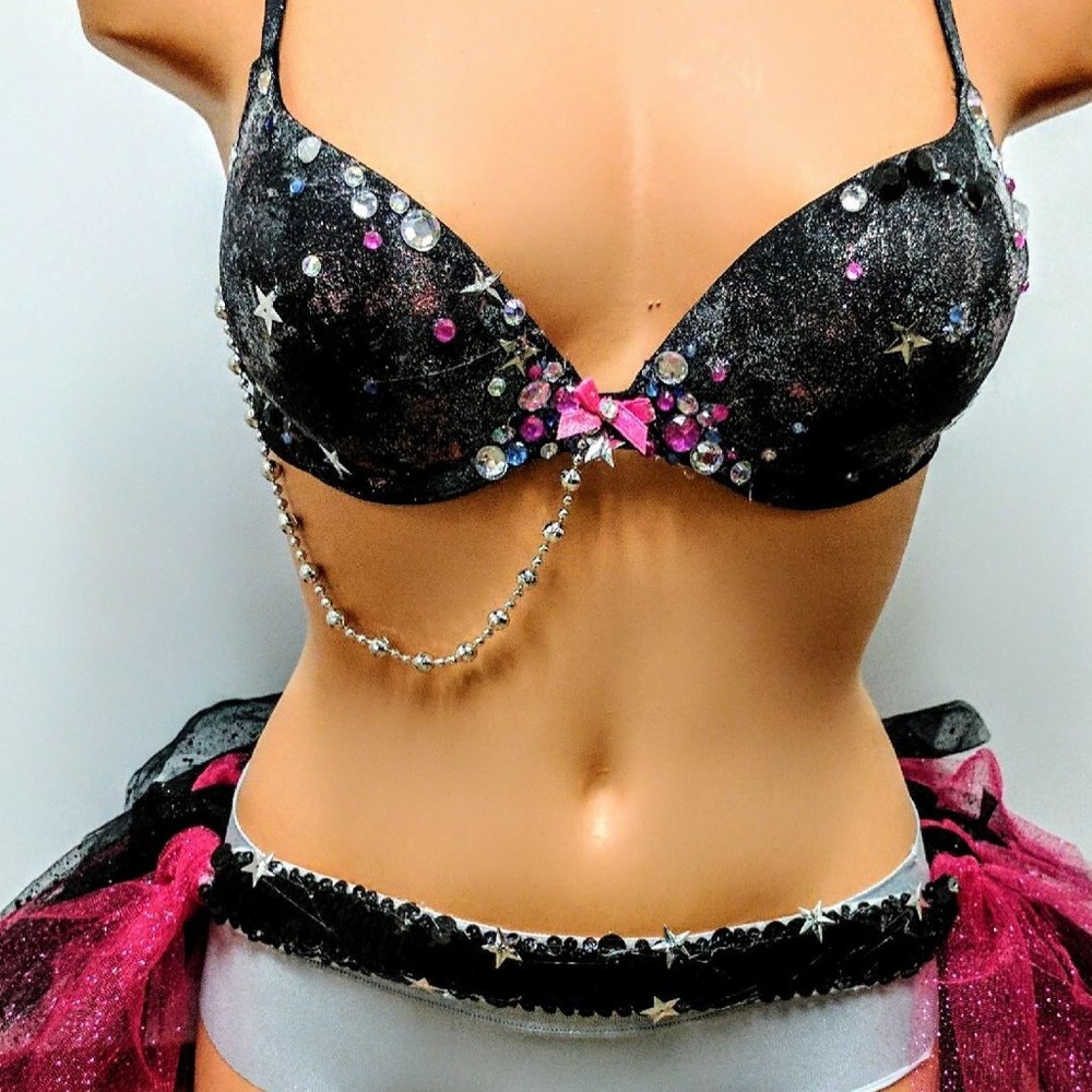 Starry galaxy glitter rave outfit