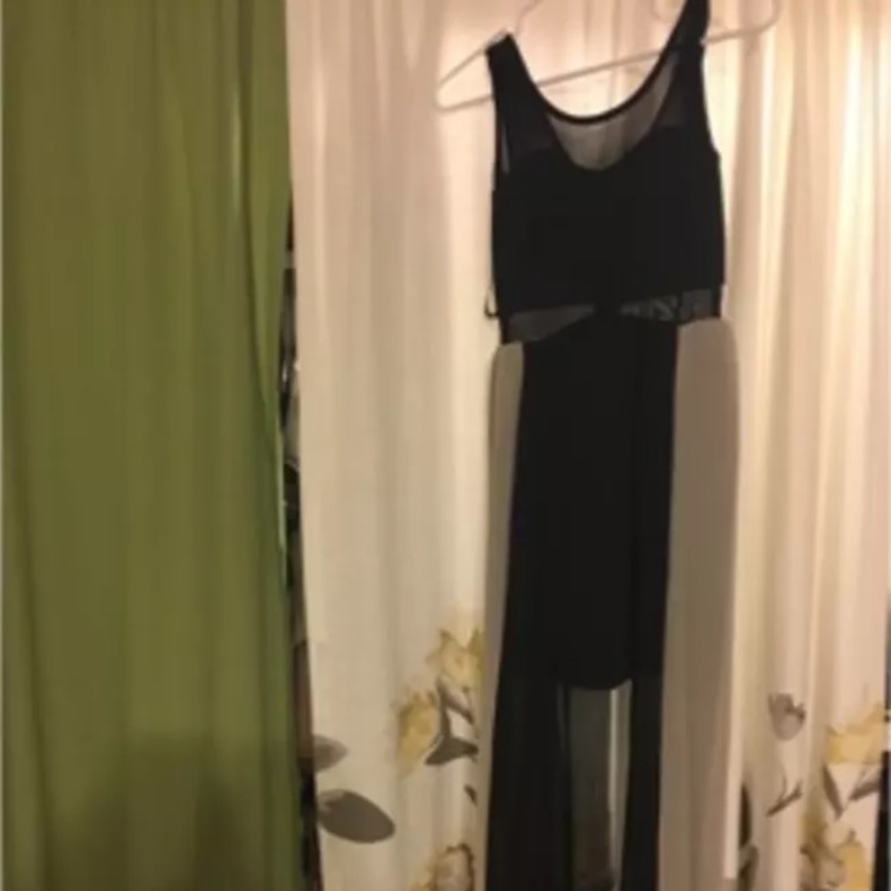 Black and beige short long dress