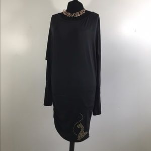Baby Phat Sexy Black Long Sleeve Dress W/Cat Large