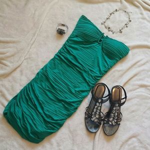 Strapless green dress