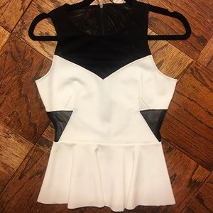 Intermix mesh cut out peplum top