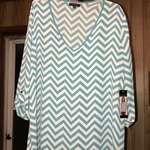Aqua and White Chevron Shirt