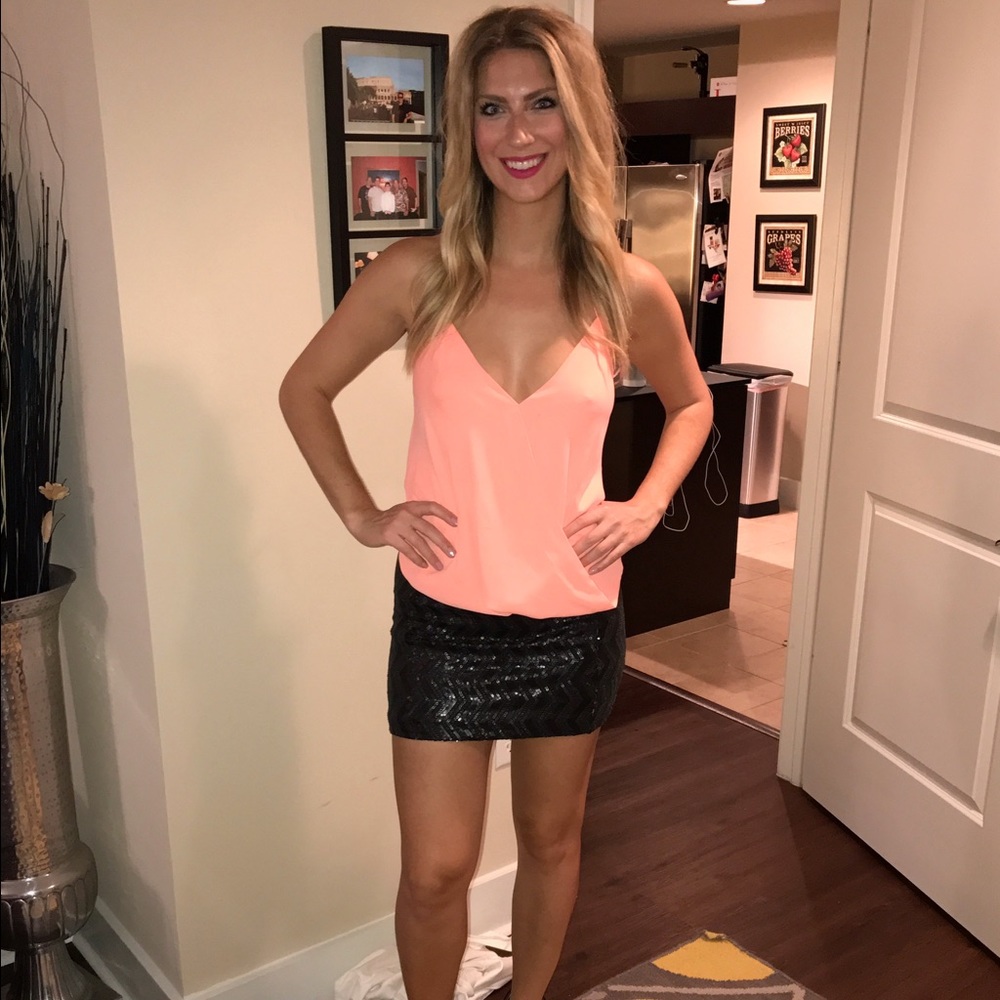Black sequined mini skirt