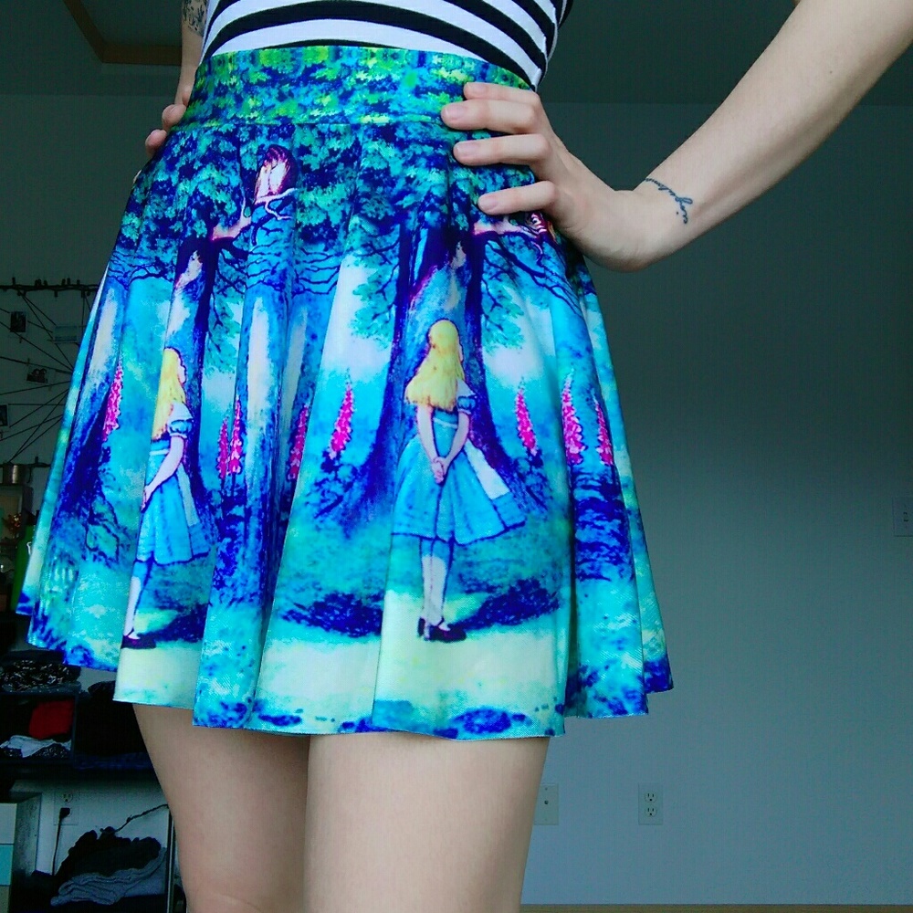 High Waisted Alice in Wonderland Miniskirt