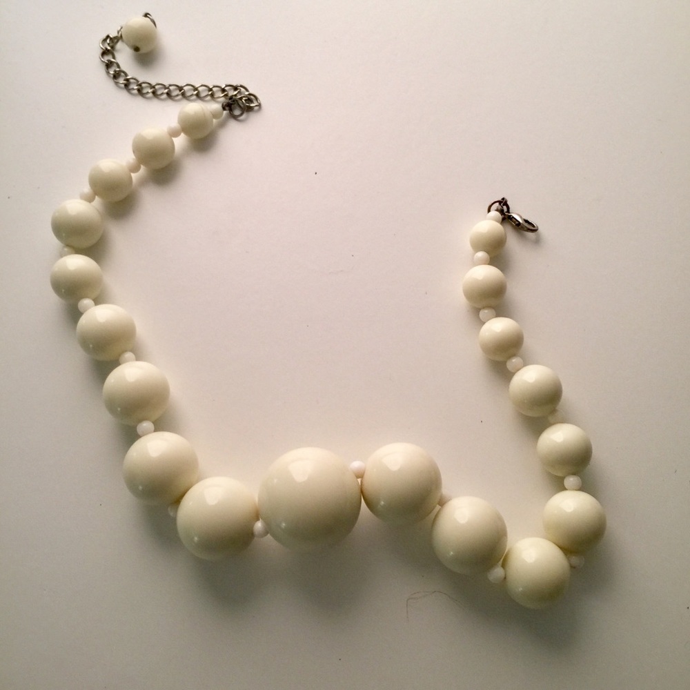 Resin Ivory Colored Beaded Necklace
