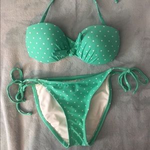 SOLD*SOLD*SOLD XS two piece green polka dots