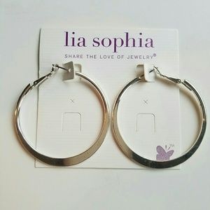 Lia Sophia Roundel silver hoop earrings. EUC