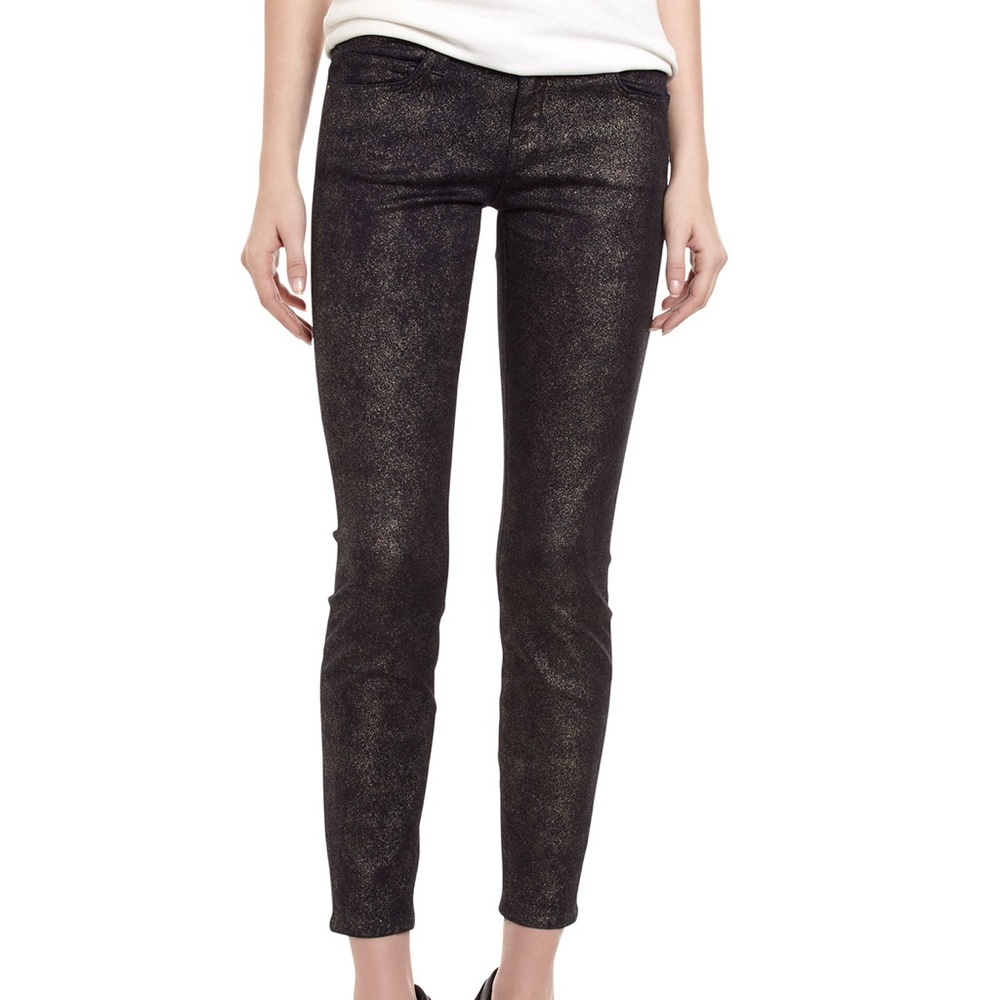 Current/Elliott Stiletto Gold Foil Jeans Metallic