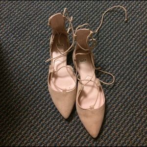 Zara suede nude flats NEW