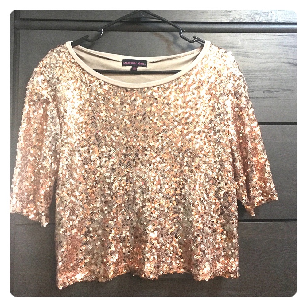 Rose gold sequenced shirt