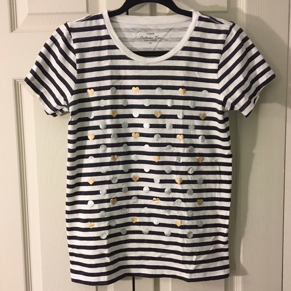 J. Crew Tops - Jcrew striped tee with gold and silver print