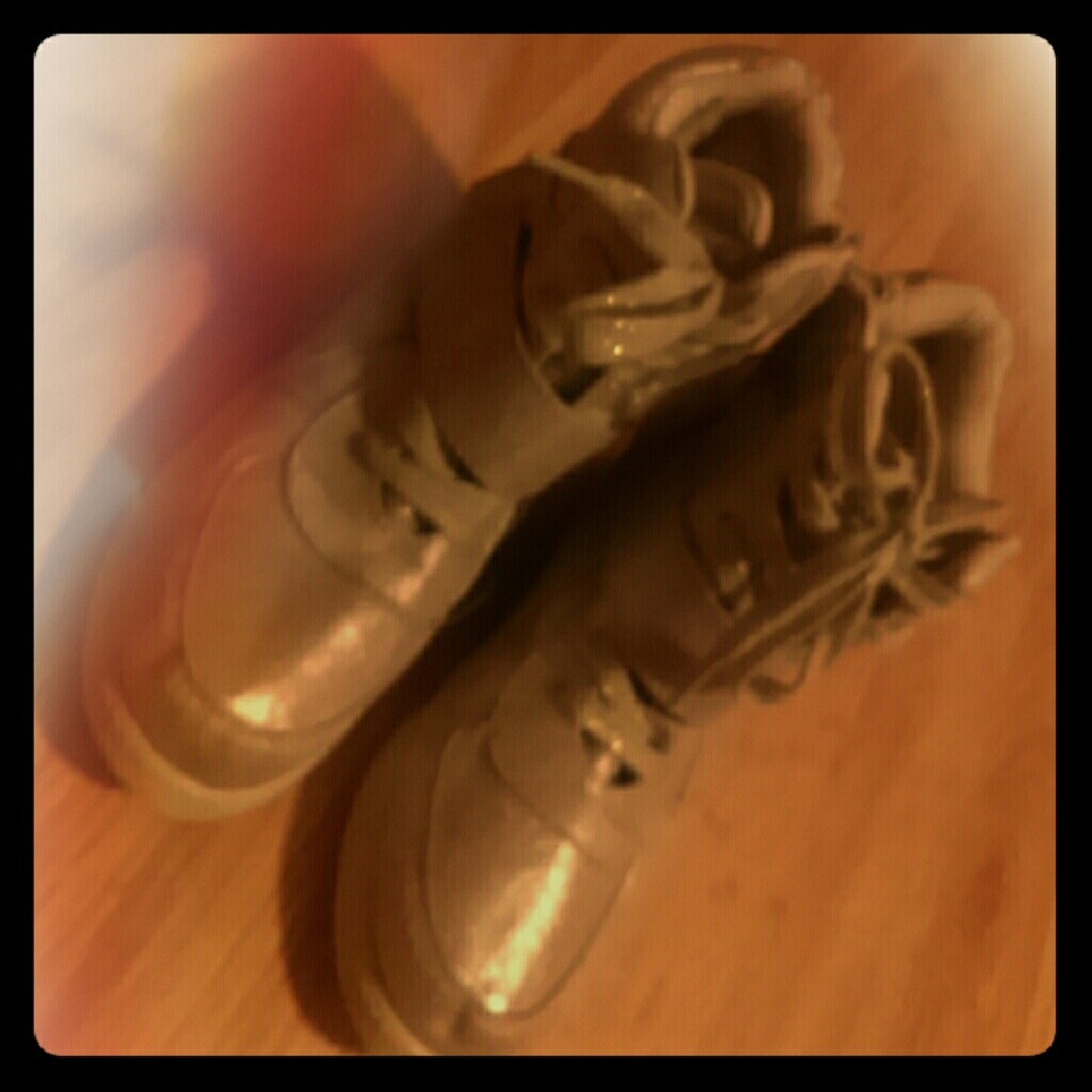 Tan/sparkly wedge boots