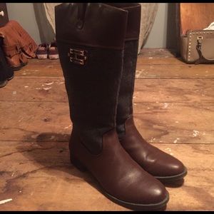 Tommy Hilfiger Leather and Wool Riding Boots