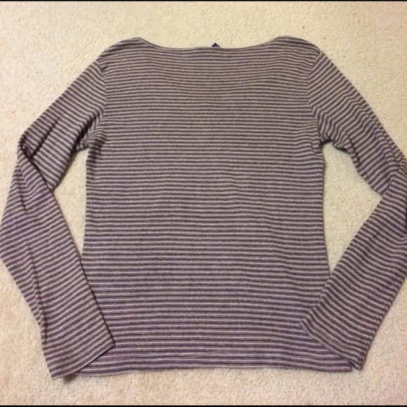 Brown & Tan Gap V Neck Long Sleeve T-shirt - Picture 3 of 4