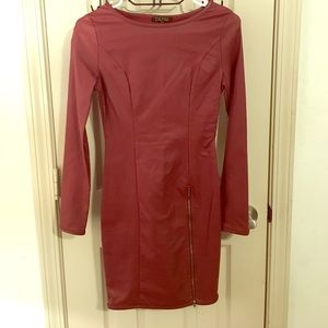 Burgundy Bodycon Leather Dress