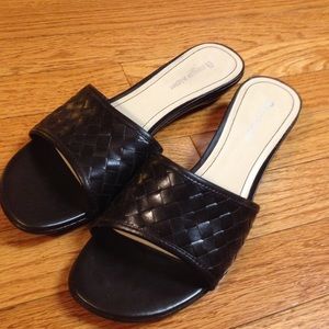 Black dressy leather sandals