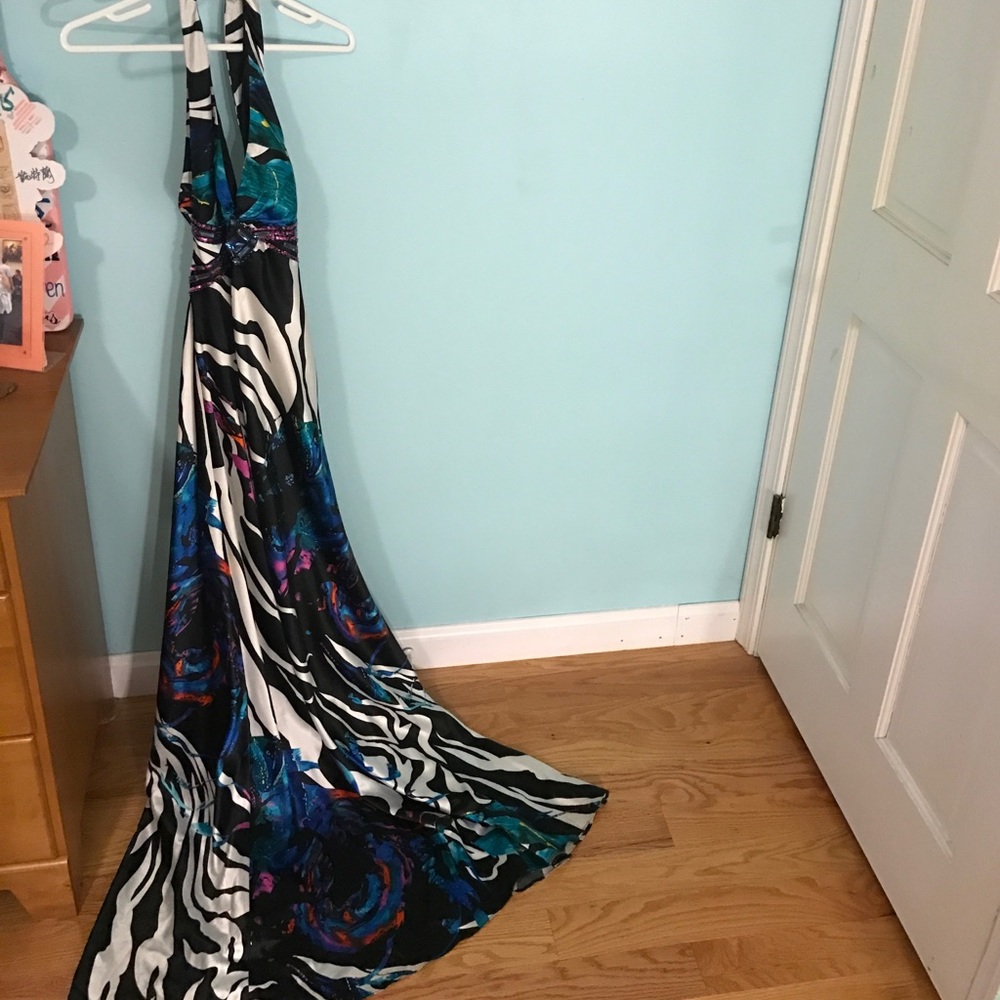 Multi-colored halter prom gown!