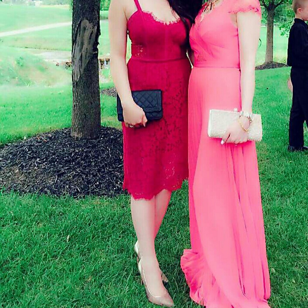 Red lace dress