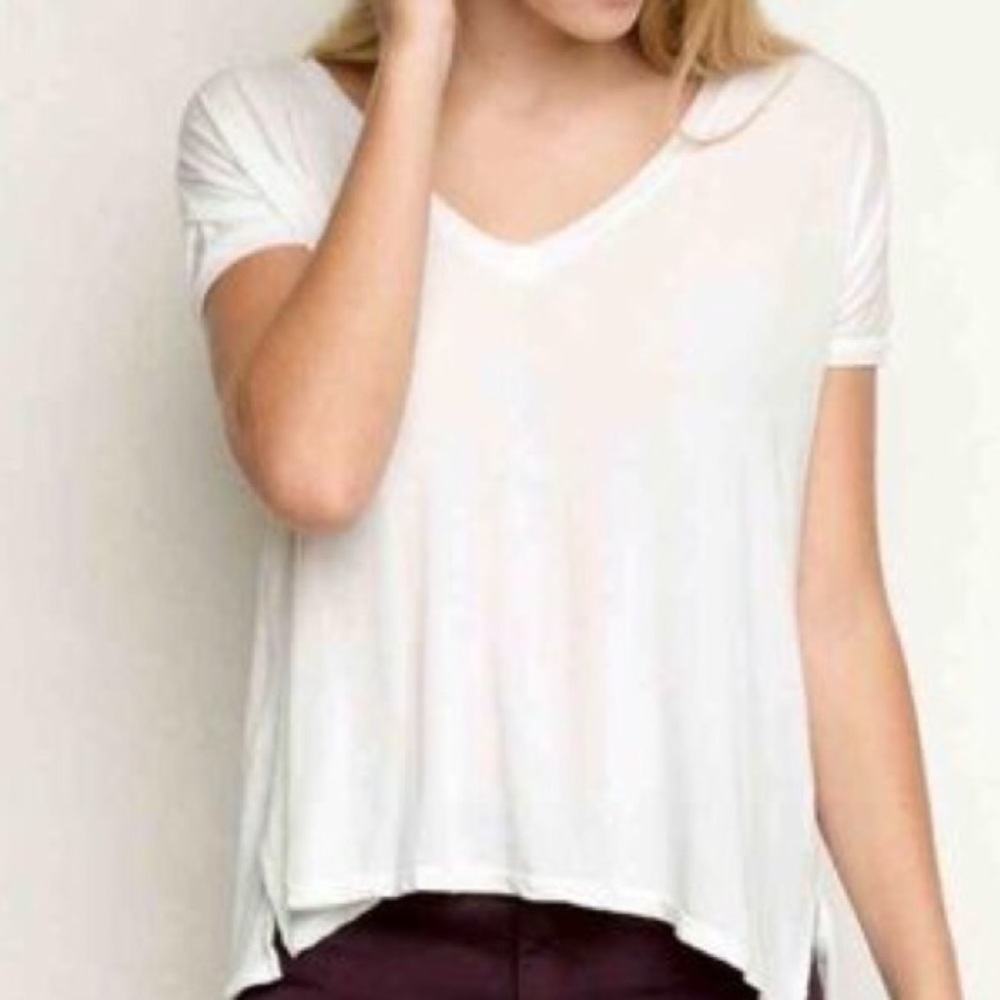 brandy melville white soft v neck top