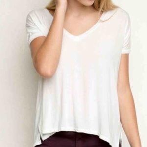 brandy melville white soft v neck top