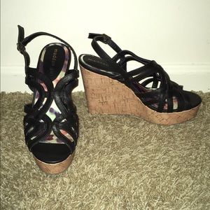 Madden Girl Black Strappy Wedges