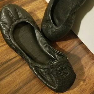 Tory Burch Black Leather Flats