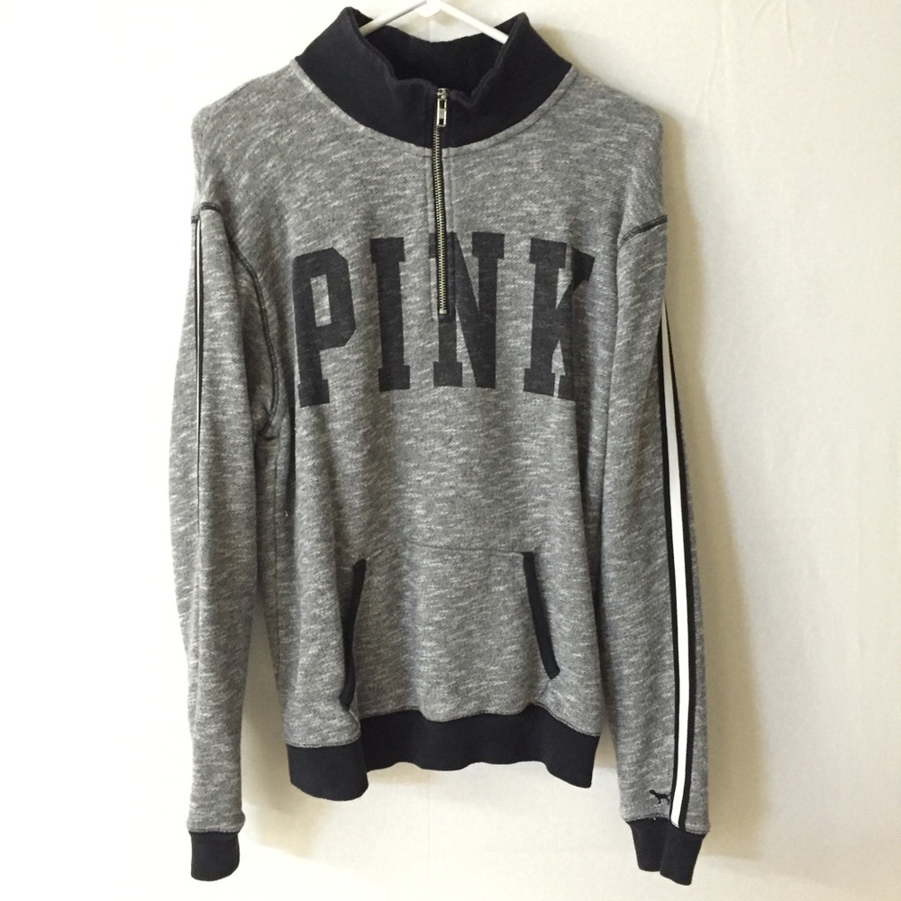 Victoria's Secret PINK gray 1/4 zip sweatshirt