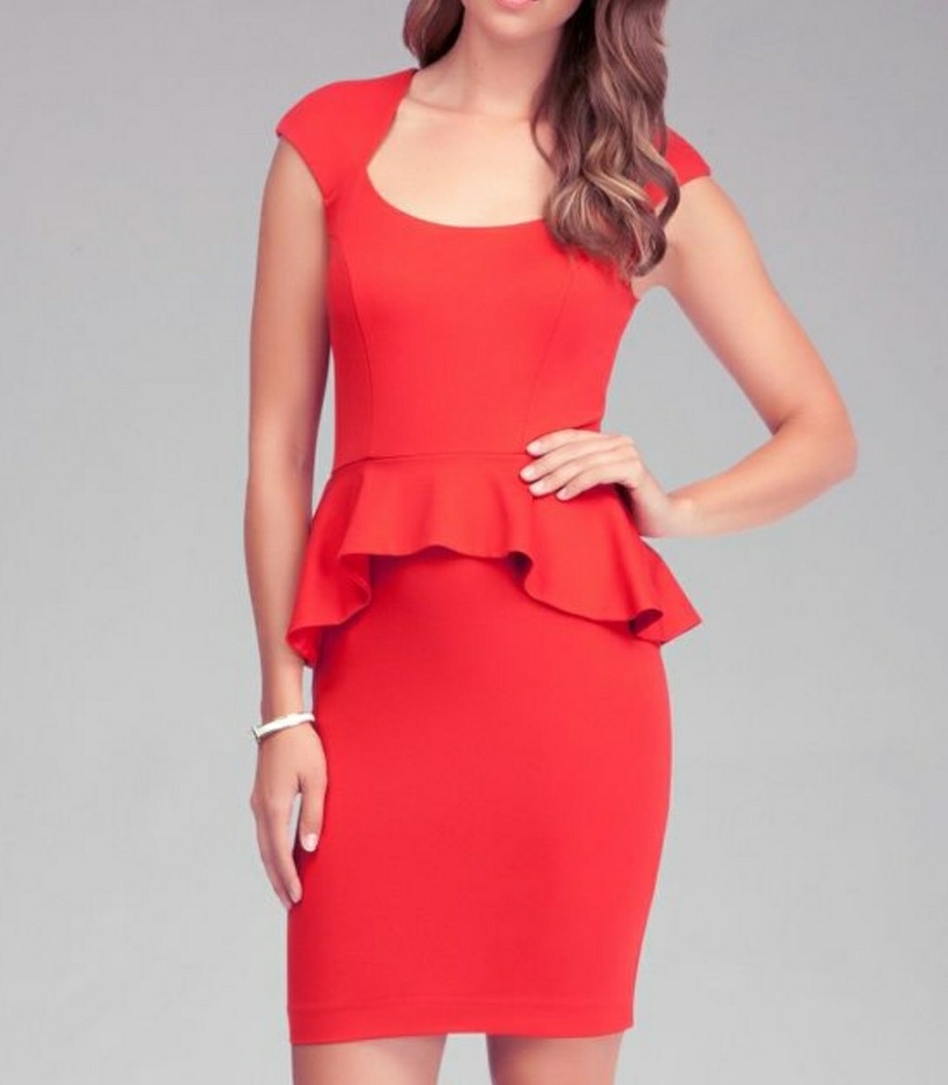 Red peplum cocktail dress