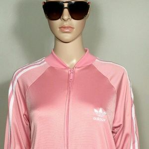 Adidas Womens Pink Full-Zip Track Jacket