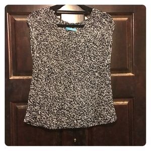 Black  White Sleeveless Viscose Blend Top Size L