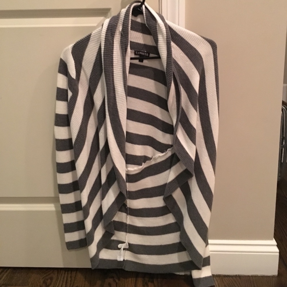 Express gray and white sweater