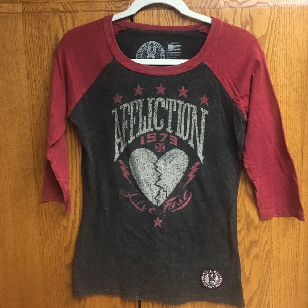 3/4 sleeve affliction top small