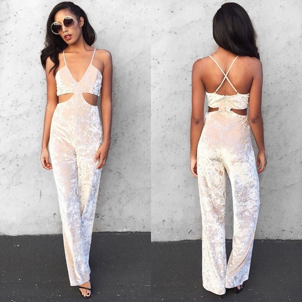 NWOT White Velvet Jumpsuit