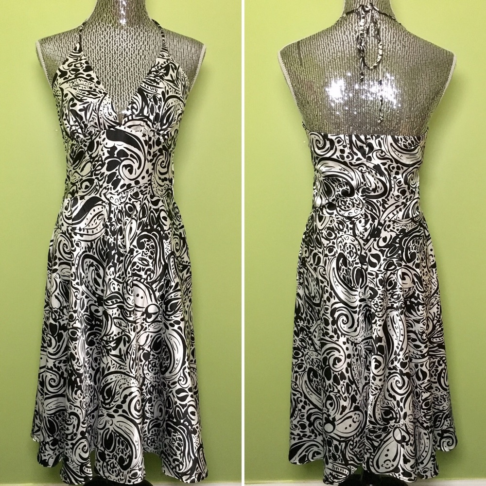 Alyn Paige Black and White Print Halter Dress