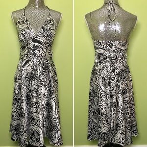 Alyn Paige Black and White Print Halter Dress
