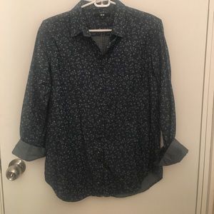 Uniqlo Floral Chambray Button-Down Top