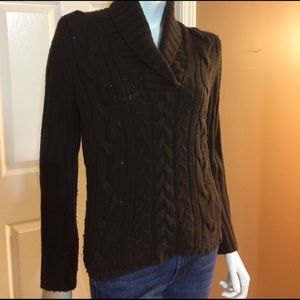 Old Navy Chocolate Brown CableKnit VNeck Sweater