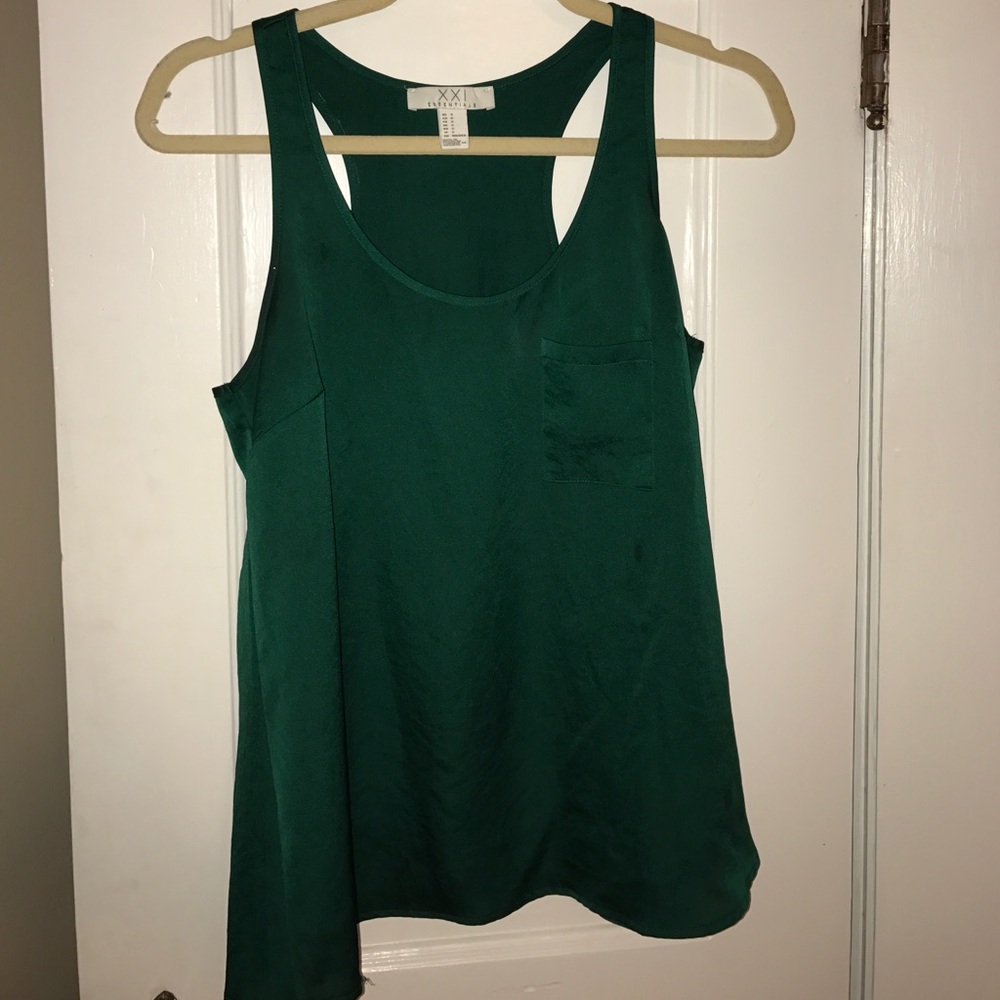 Forever 21 hunter green silky sheer tank