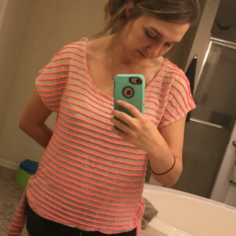 Neon pink striped shirt