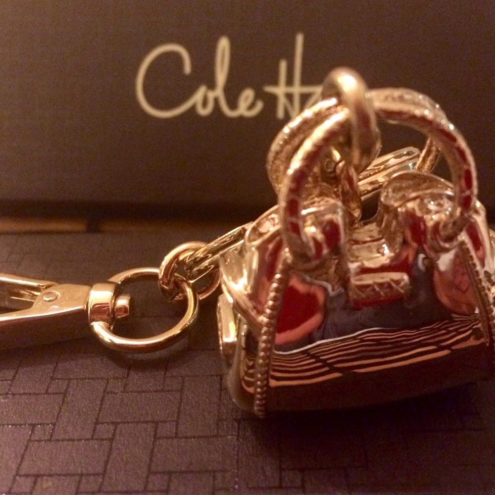NEW- COLE HAAN Gold Purse Handbag Keyring