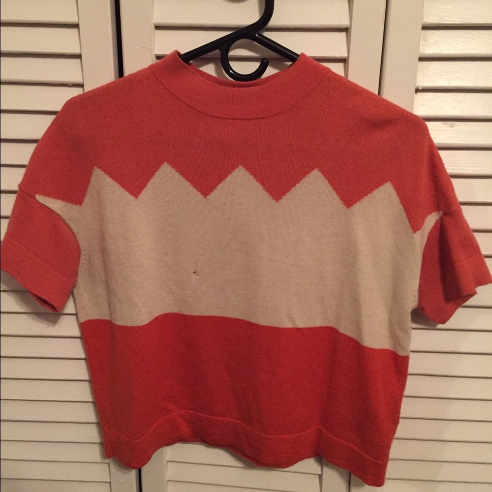 H&M Vintage Orange and Cream Zig-Zag Shirt