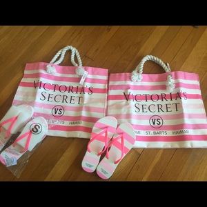 ❌❌sold NWT Victoria's Secret Tote & Flip Flops Set