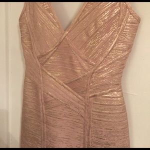 Herve Leger Rose Gold Bandage Dress