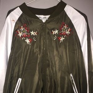 Floral Embroidered bomber jacket